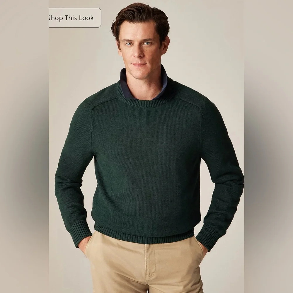 J.Crew Heritage cotton crewneck sweater in J.Crew Green